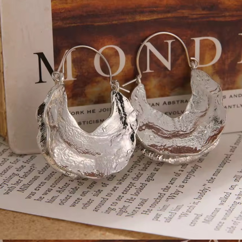 New crescent silver new earrings